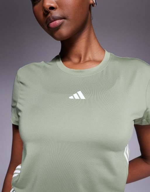 adidas Training Hyperglam t-shirt in khaki, 3 of 4
