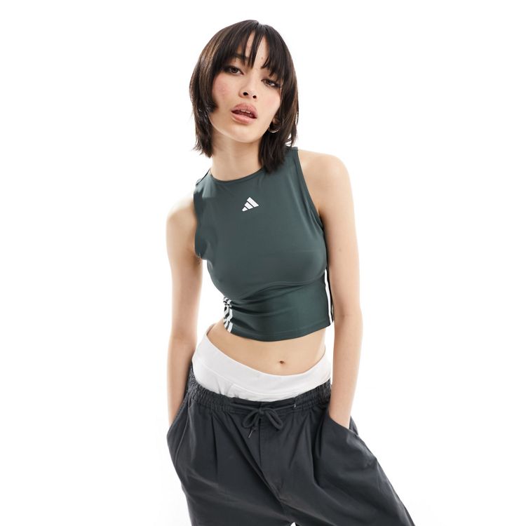 adidas Ribbed Active Seamless Cropped Tank Top Underwear - Green