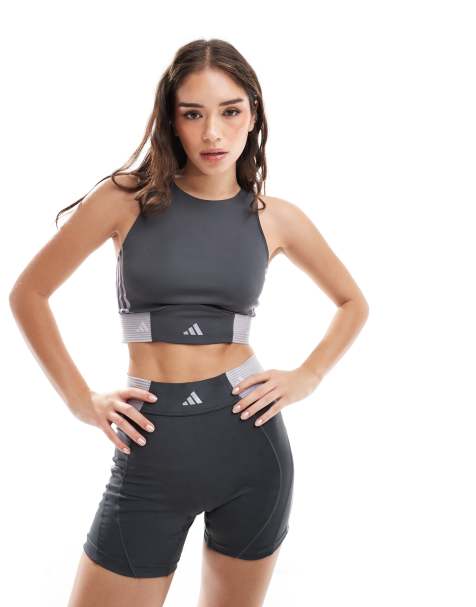 adidas Training hyperglam tank top in grey - view 1