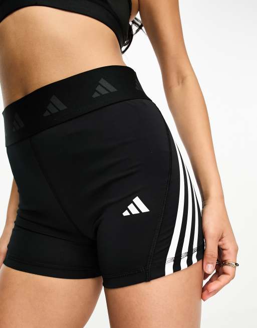 adidas Training Hyperglam Techfit legging shorts in black