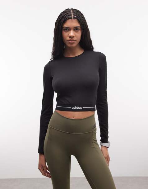 adidas - Training Hyperglam - Top a maniche lunghe nero con logo lineare - view 1