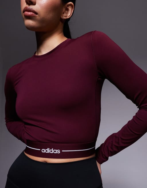 adidas - Training - Hyperglam - Top met lange mouwen en logo in bordeauxrood, 2 van 4