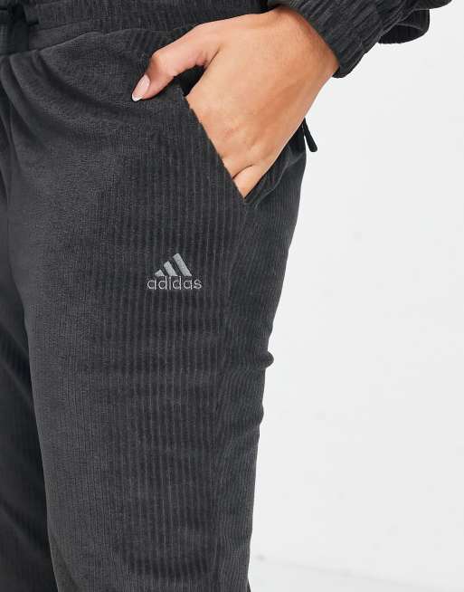 adidas Training Hyperglam velour flared sweatpants in black