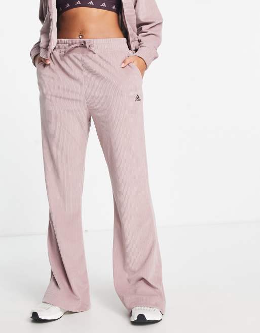 Stylish Pink Velour Flare Sweatpants