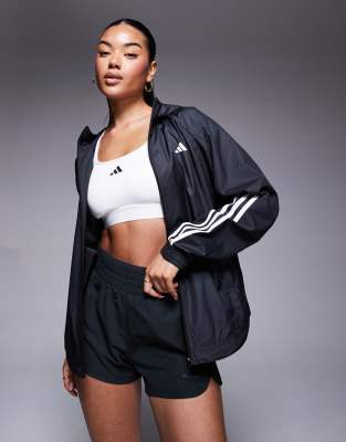 [adidas performance] adidas Training Hyperglam windbreaker in black L Black/ white