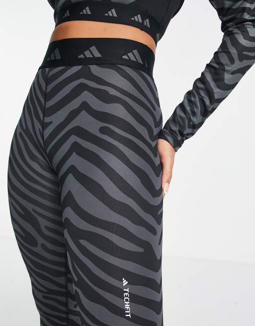 adidas Hyperglam Techfit High-Waisted 7/8 Zebra Leggings - Multicolor