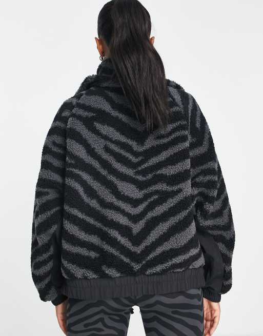 adidas Training Hyperglam zebra print jacket in black and gray