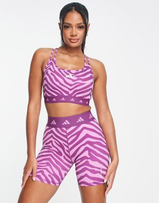 adidas Training Hyperglam zebra print legging shorts in purple | ASOS
