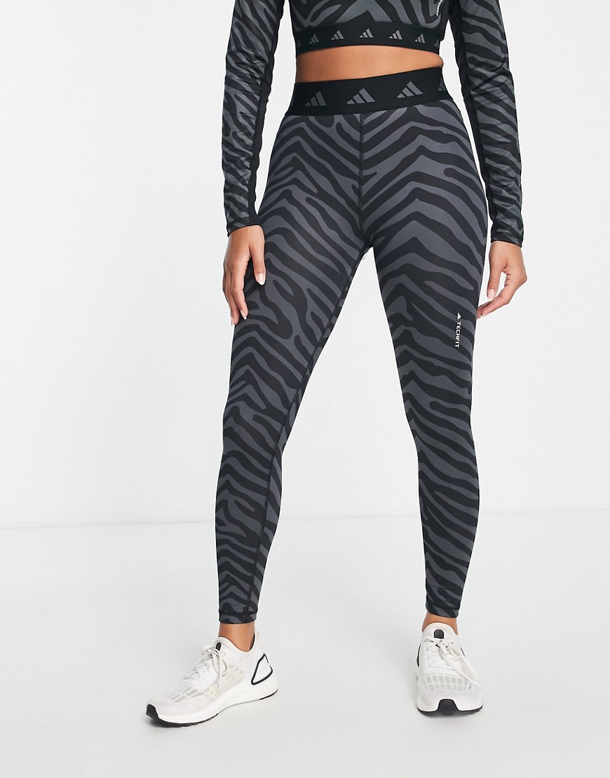 adidas Training Hyperglam zebra print leggings in black