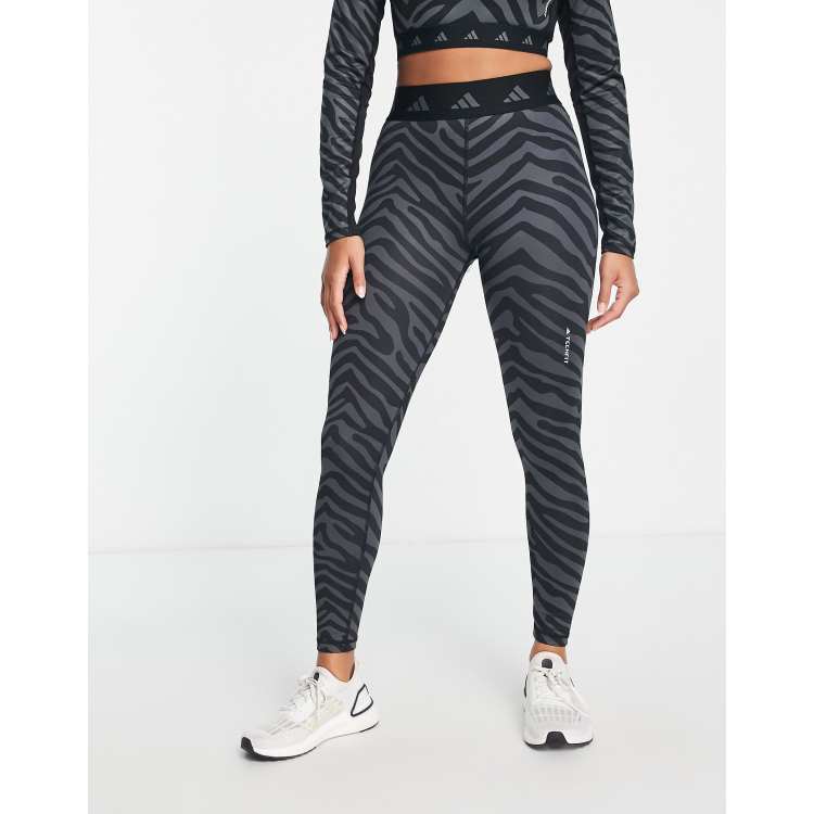 adidas Hyperglam Techfit High-Waisted 7/8 Zebra Leggings - Multicolor