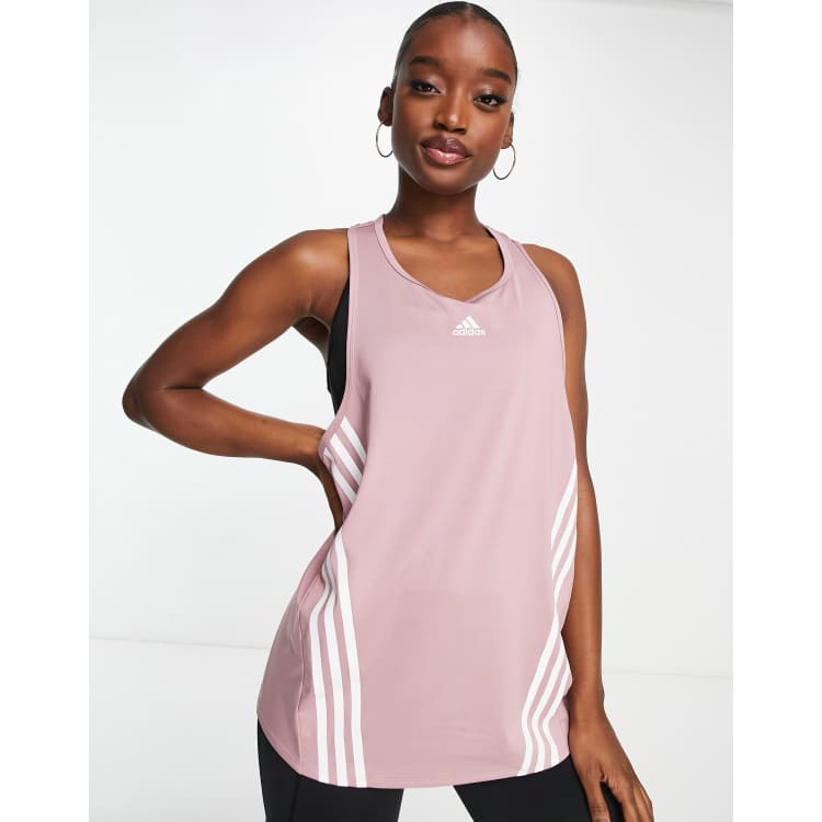 Zuinig kruipen altijd adidas Training Icons 3 Stripe tank top in pink | ASOS