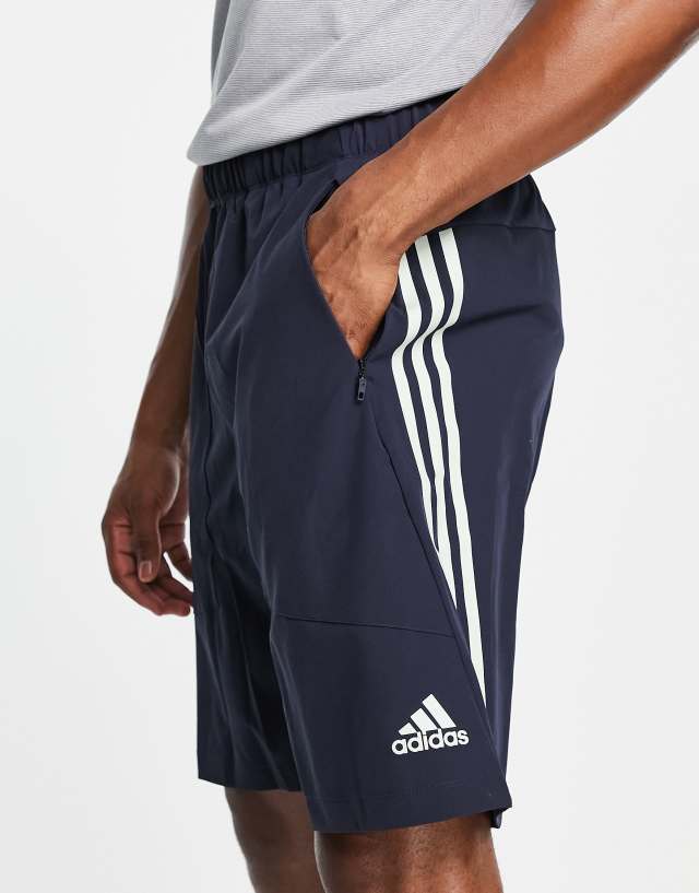 adidas Training Icons logo 9 inch shorts in navy