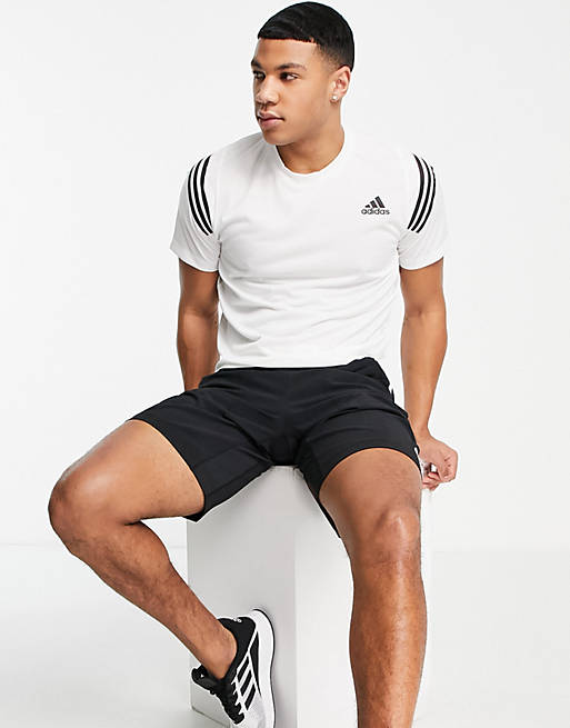 adidas Training Icons shoulder stripes T-shirt in white | ASOS