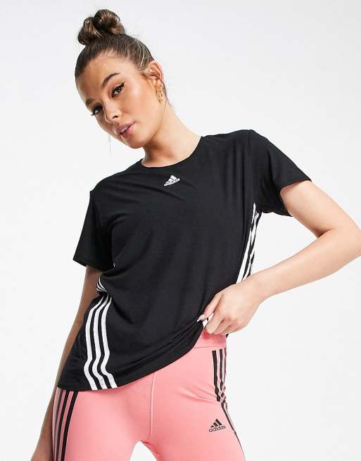 adidas Training – Icons – T-Shirt in Schwarz mit 3 Streifen