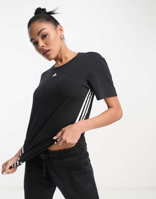 adidas Training – Icons – T-Shirt in Schwarz mit 3 Streifen