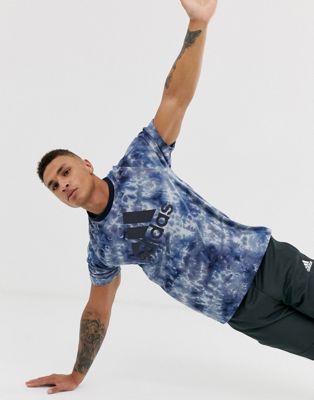 Adidas – Training ID – Blå, batikmönstrad t-shirt-Grå