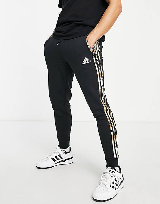 adidas Training joggers with camo three stripes in black