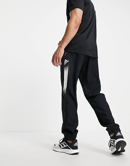 Men adidas Training joggers with contrast panels in black 
