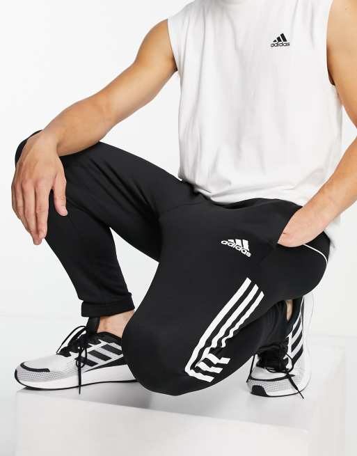 adidas Training joggers with three stripe in black