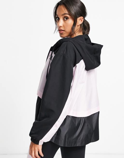 adidas – Training – Kapuzenpullover in Schwarz mit Farbblockdesign in Rosa, 2 von 4