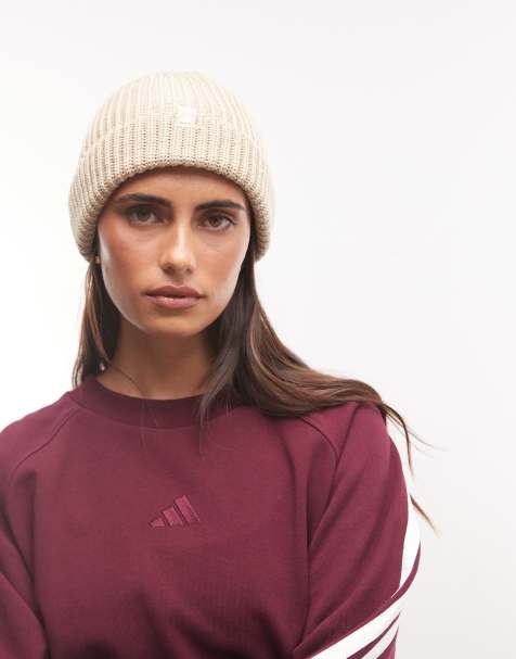 adidas Training knitted beanie in cream - view 1
