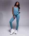 [adidas performance] adidas Training knitted full length leggings in teal-Green S Preloved Teal
