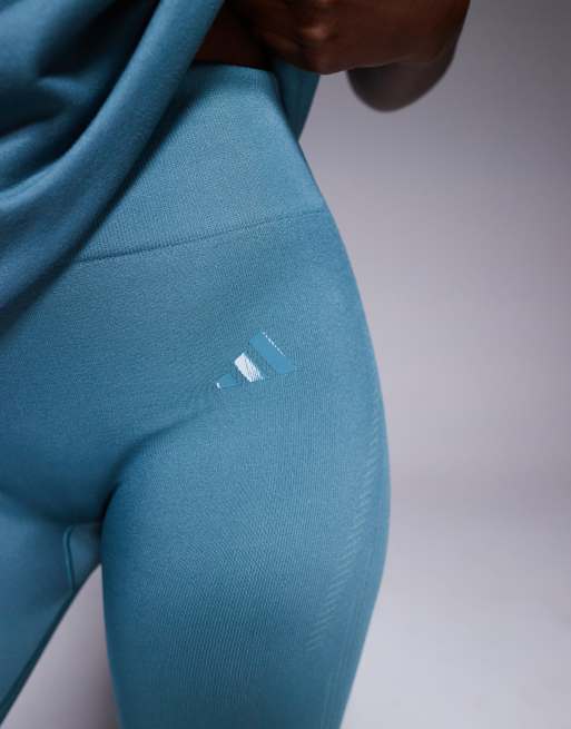 adidas Training knitted full length leggings in teal ASOS