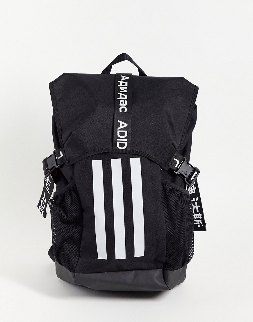 Adidas Training large backpack with three stripes and tape detail in black