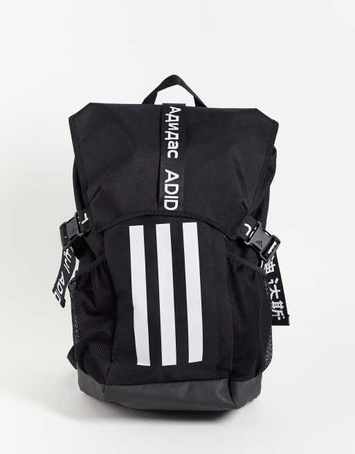 adidas Training large backpack with three stripes and tape detail in black