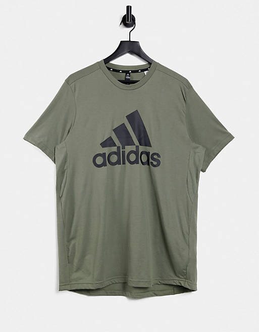 adidas Training large logo t-shirt in khaki
