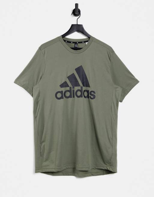 adidas Training large logo t shirt in khaki