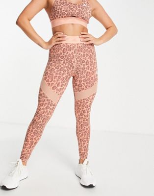 Pantalons et leggings adidas Training - Legging à imprimé léopard et empiècements - Orange