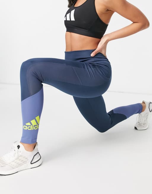 adidas - Training - Legging met kleurvlakken in marineblauw