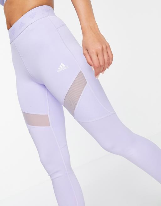 adidas - Training - Leggings con fascia in vita con logo lilla, 2 di 4