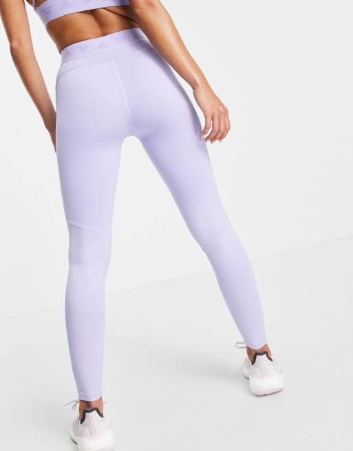 adidas - Training - Leggings con fascia in vita con logo lilla, 3 di 4