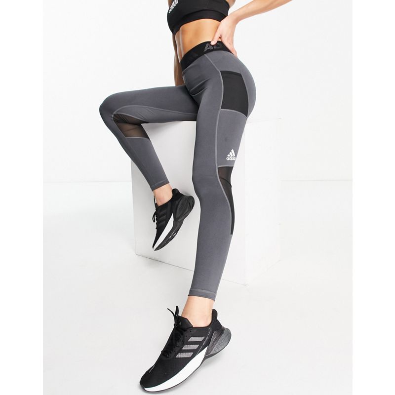 Leggings t9nTO adidas - Training - Leggings grigi con elastico in vita con logo a 3 strisce