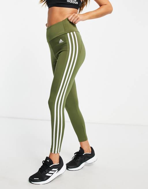 adidas Training Leggings mit drei Streifen in Khaki ASOS