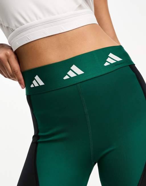 adidas - Training - Leggings tecnici neri e verdi, 3 di 4