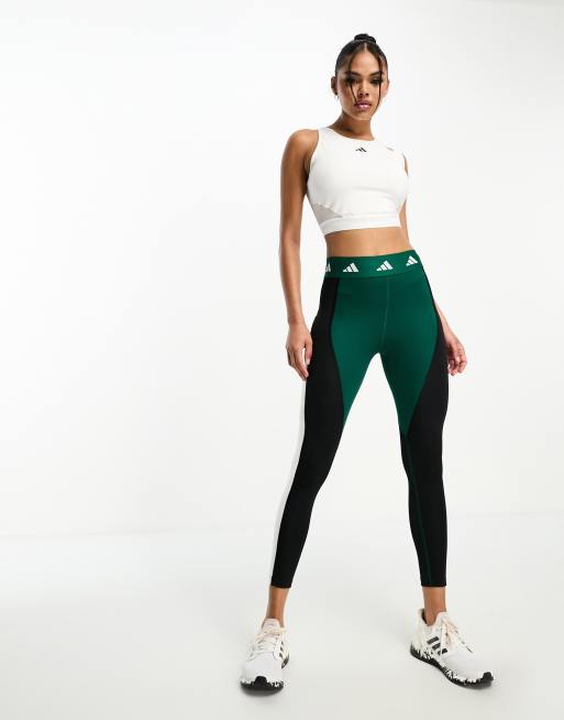 adidas - Training - Leggings tecnici neri e verdi, 4 di 4