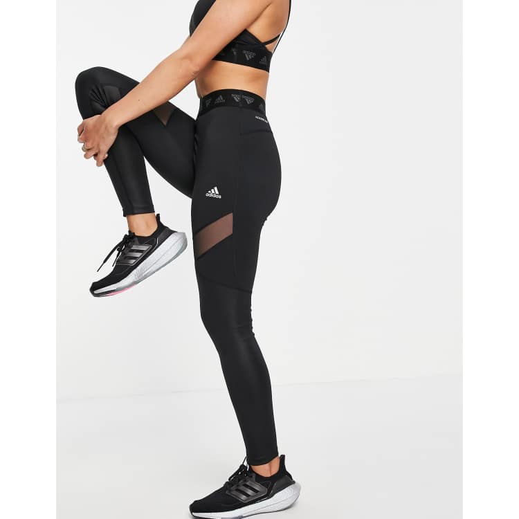 adidas Training leggings with branded waistband in black