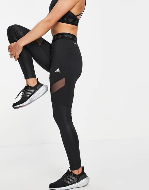 adidas Training leggings with branded waistband in black