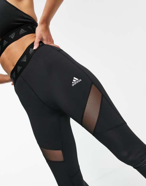 adidas Training leggings with branded waistband in black