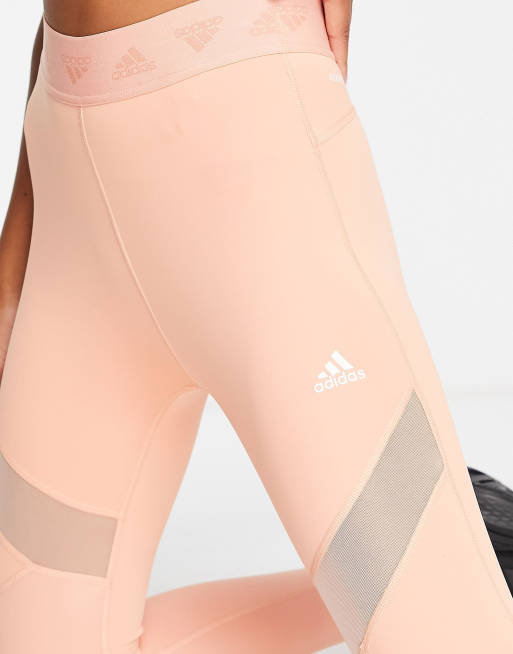 adidas Mesh Insert Activewear Training Tights M Peach Leopard Logo