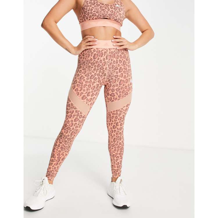 adidas Training leggings with insert detail in black leopard print