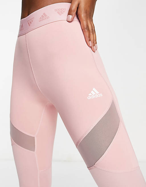 Women adidas Training leggings with insert detail in pink 