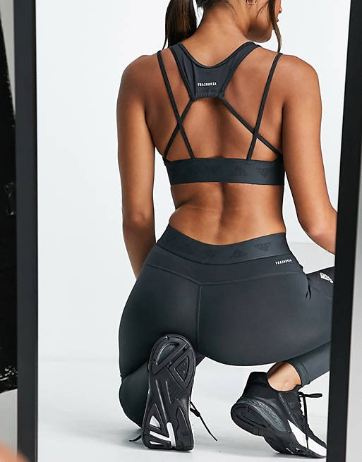 adidas Training light support sports bra with cut out detail in dark grey