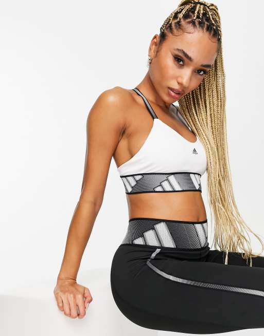 adidas Training light sports bra with strappy back detail in |