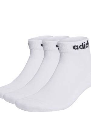 adidas Training Linear 3 pack cushioned ankle socks in white and black