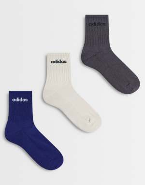 adidas Training linear logo socks in cream navy green 6 pack