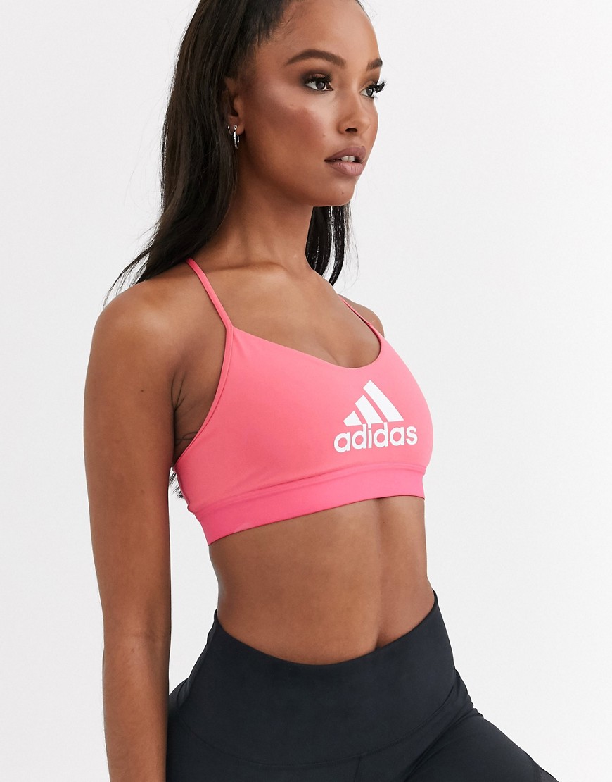 Adidas Training Logo bra in neon pink